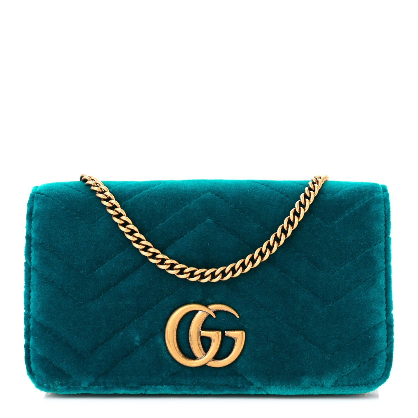 Velvet Matelasse GG Marmont Mini Bag Pavone Cyan