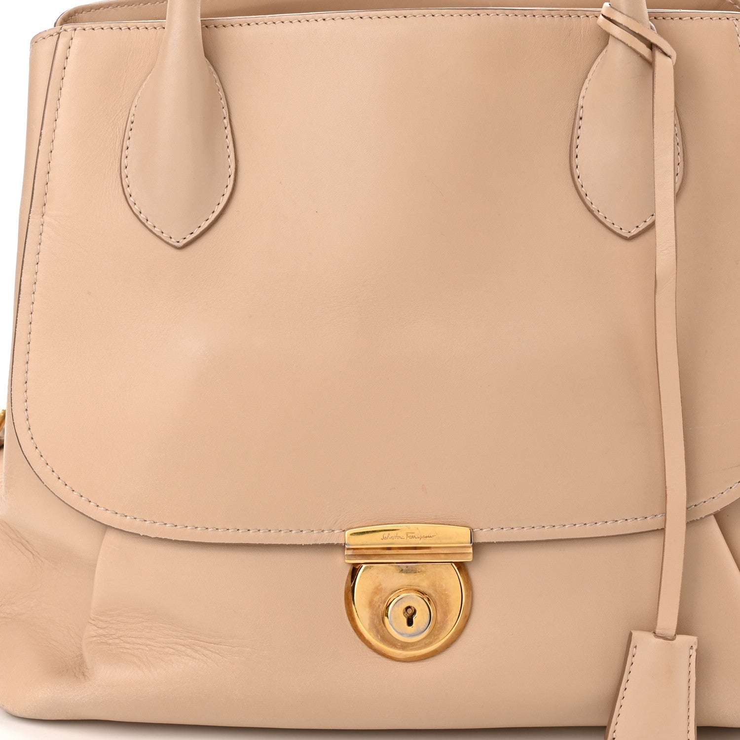 Salvatore Ferragamo Calfskin Fiamma Bag New Bisque 8 of 21