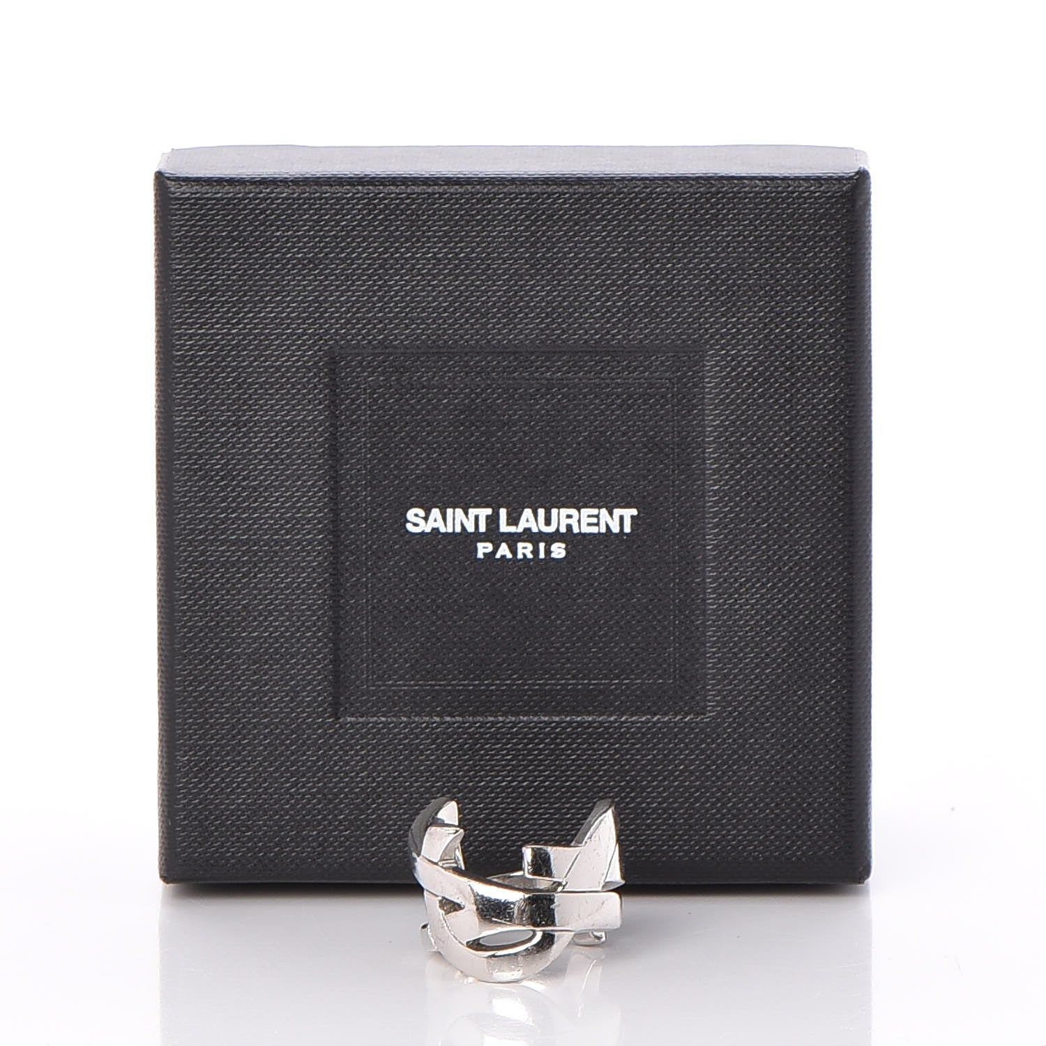 Saint Laurent Palladium Monogram Cassandre Ring 7 Silver 5 of 5