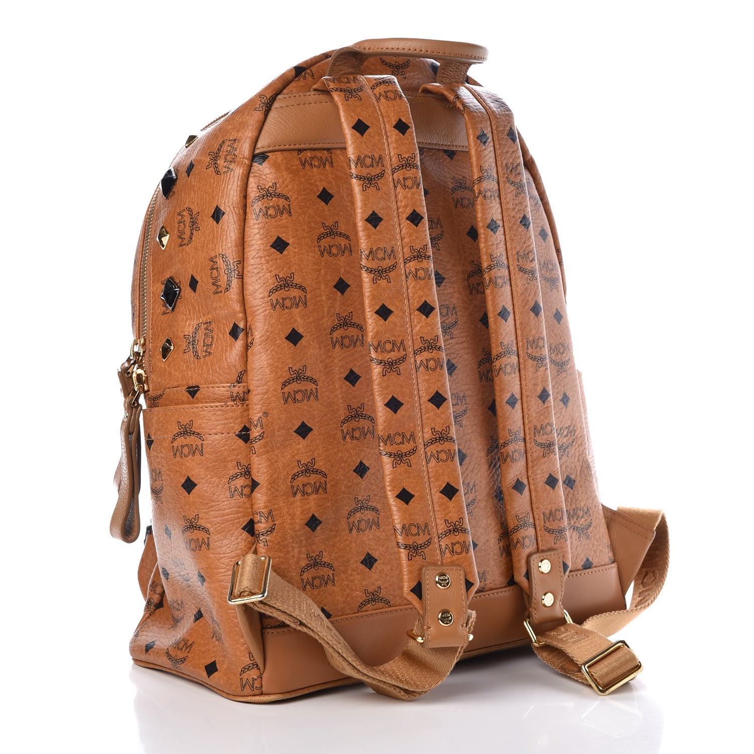 MCM Visetos Studded Medium Stark M Backpack Cognac 3 of 6