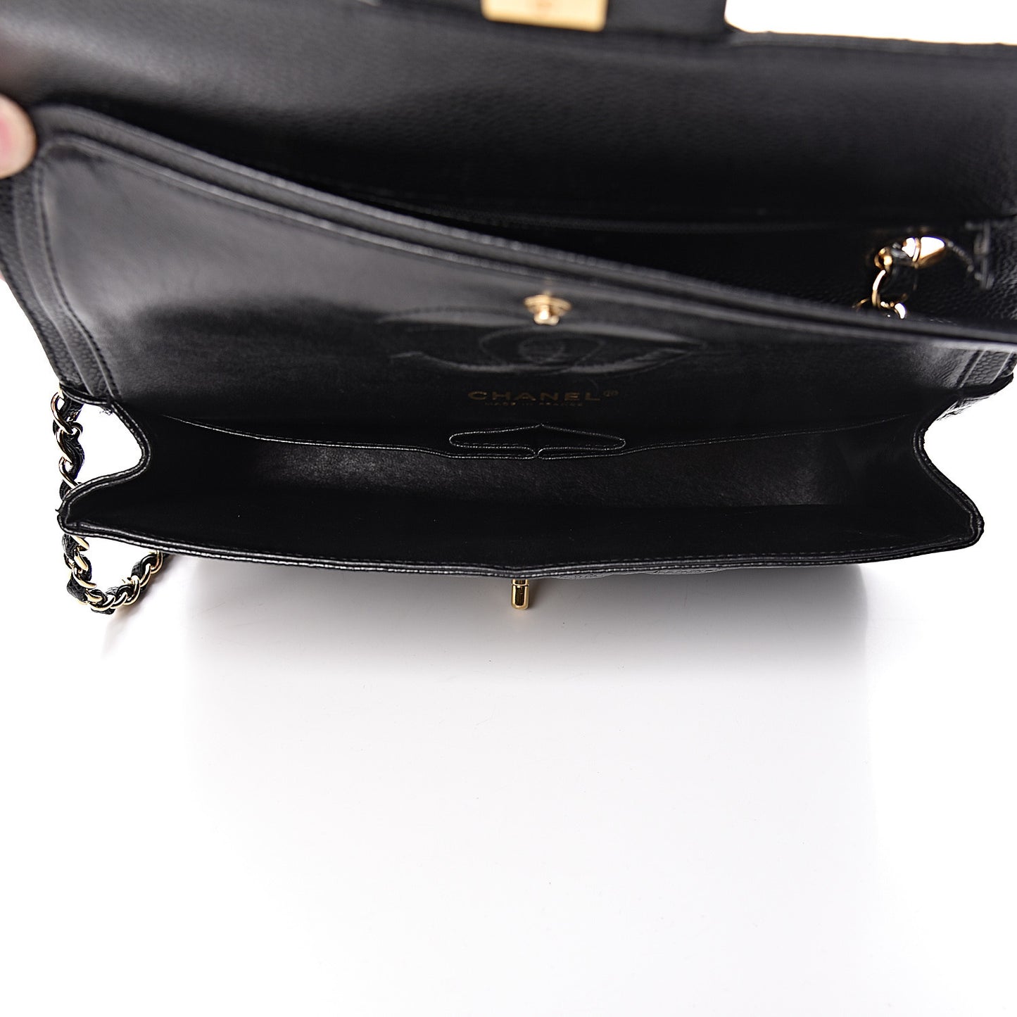 Caviar Quilted Medium Double Flap Black