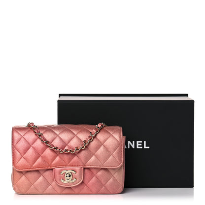 Chanel Metallic Lambskin Quilted Ombre Mini Rectangular Flap Pink 10 of 10