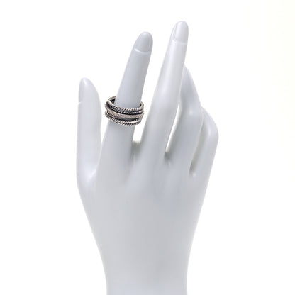 David Yurman Sterling Silver Diamond 11mm Wide Crossover Cable Ring 54 7 2 of 4