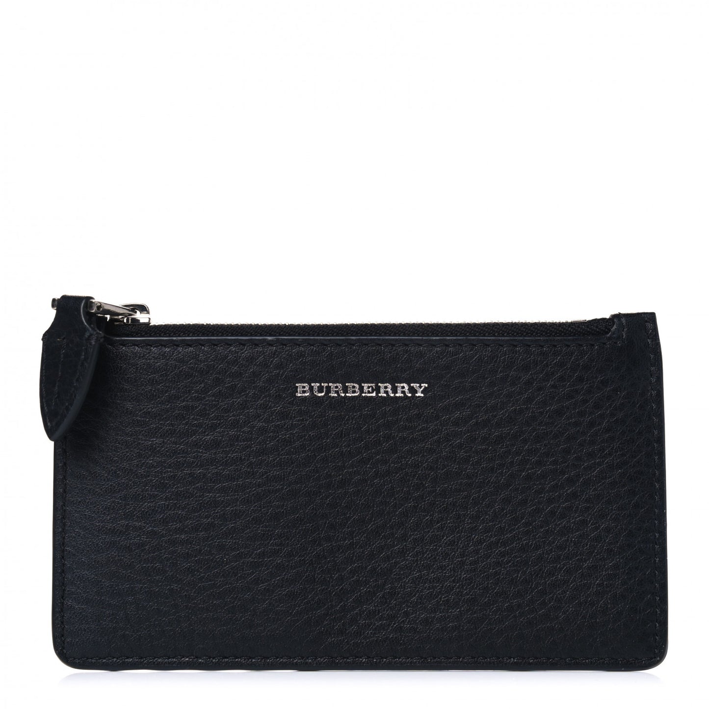 Grainy Calfskin Zip Card Case Black Dark Bottle Green