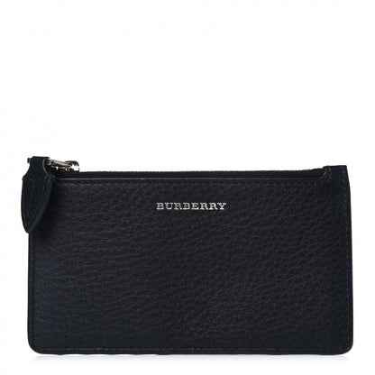 Burberry Grainy Calfskin Zip Card Case Black Dark Bottle Green 1 of 4