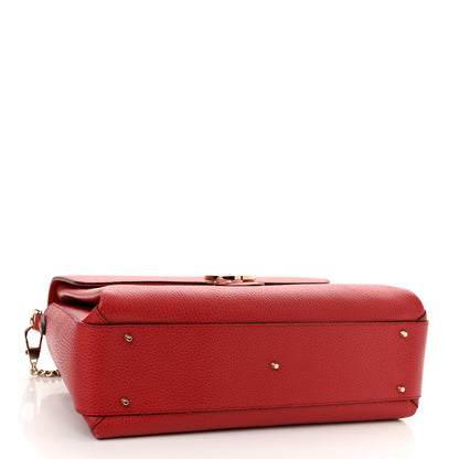 Gucci Dollar Calfskin Medium Interlocking G Top Handle Shoulder Bag Red 4 of 10