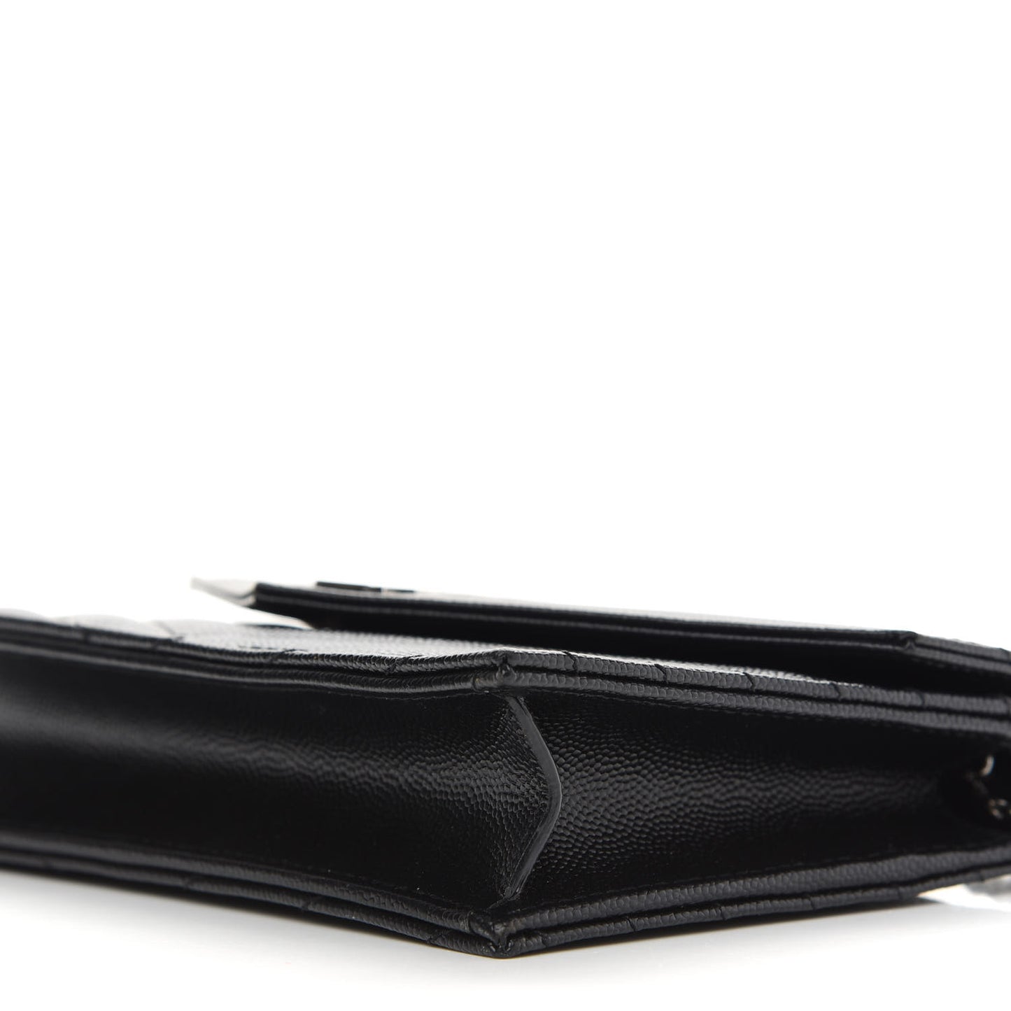 Grain De Poudre Matelasse Chevron Monogram Envelope Chain Wallet Black
