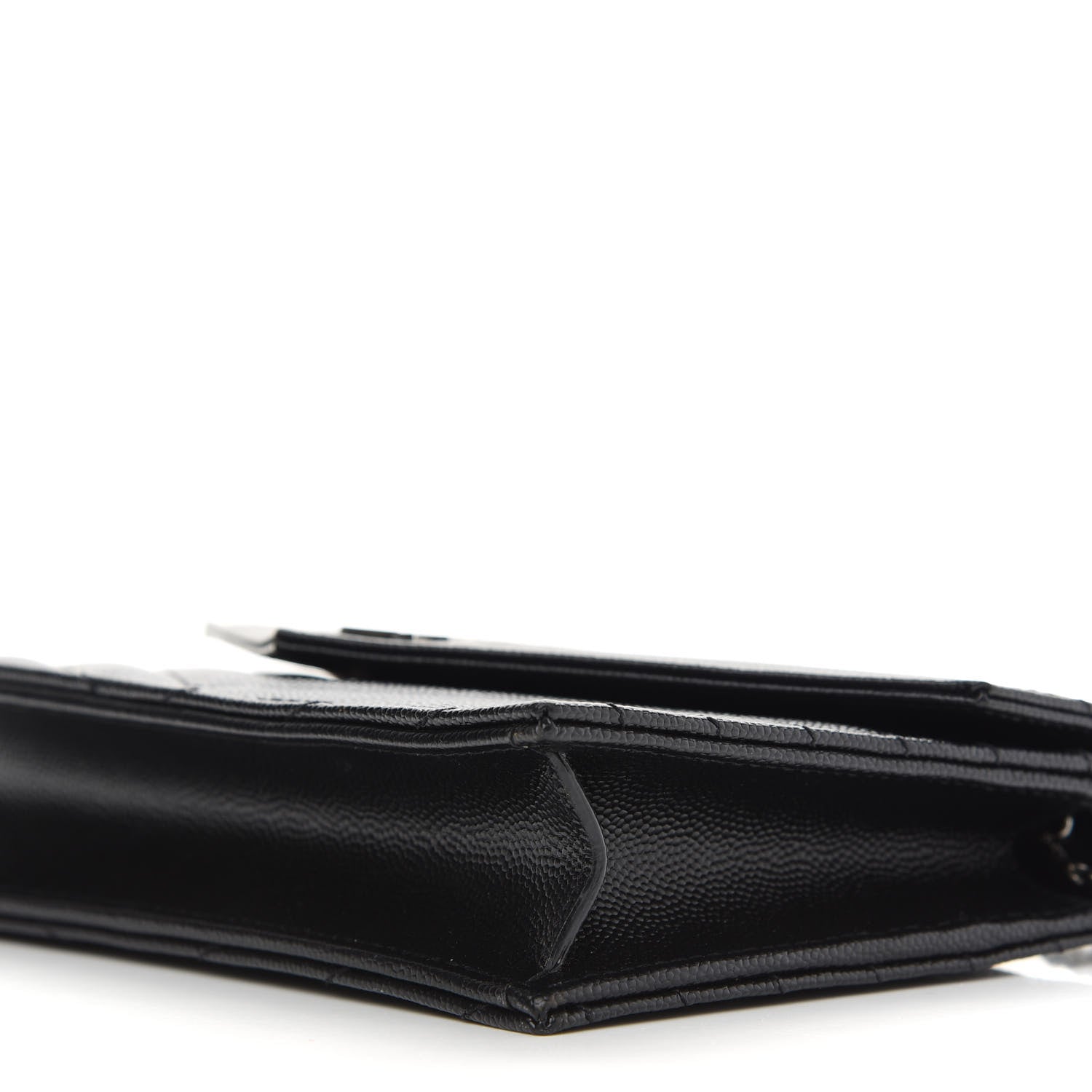 Saint Laurent Grain De Poudre Matelasse Chevron Monogram Envelope Chain Wallet Black 9 of 9
