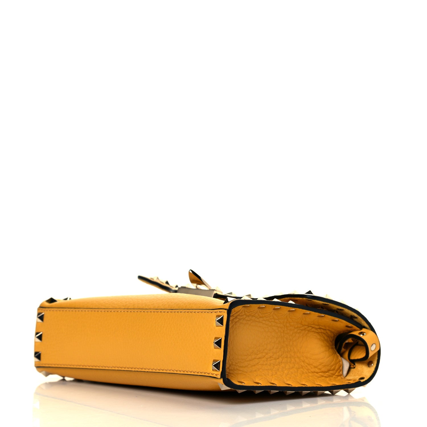 Valentino Garavani Pebbled Calfskin Medium Rockstud Flip Lock Crossbody Bag Yellow 9 of 15