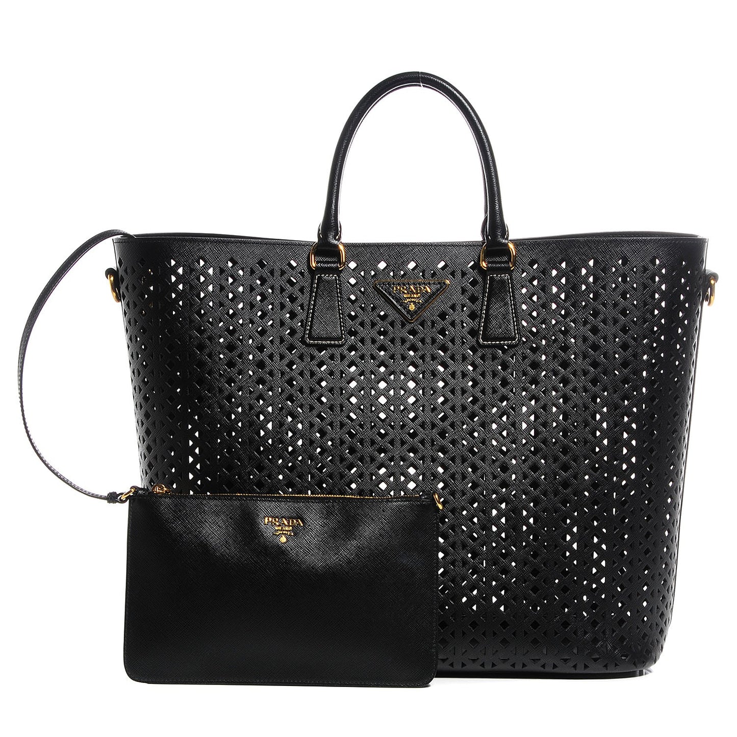 Saffiano Perforated Tote Black