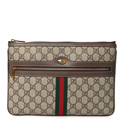 Gucci GG Supreme Monogram Large Ophidia Pouch Clutch Brown 1 of 7
