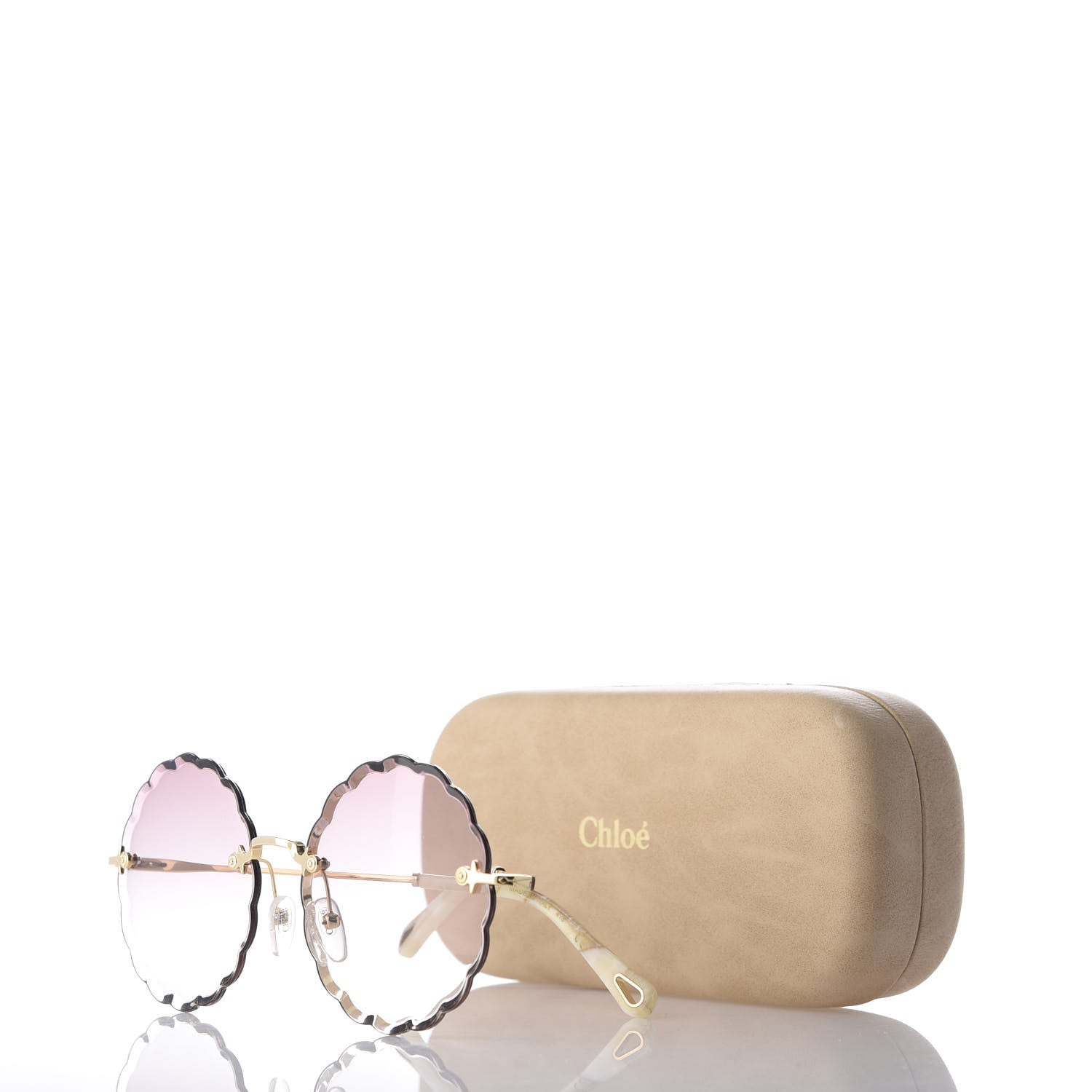 Chloe Rosie Bevelled Round Sunglasses CE142S Gold Gradient Coral 7 of 7