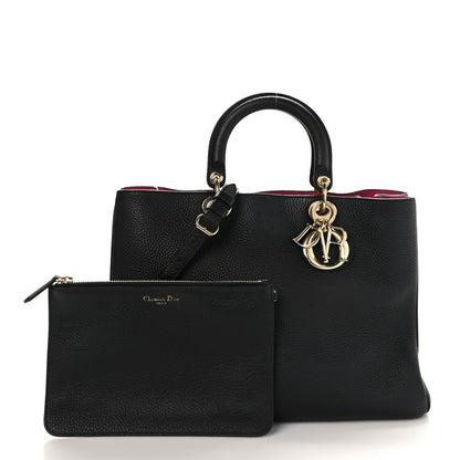 Christian Dior Bullcalf Large Diorissimo Tote Black Rose Indien 3 of 10