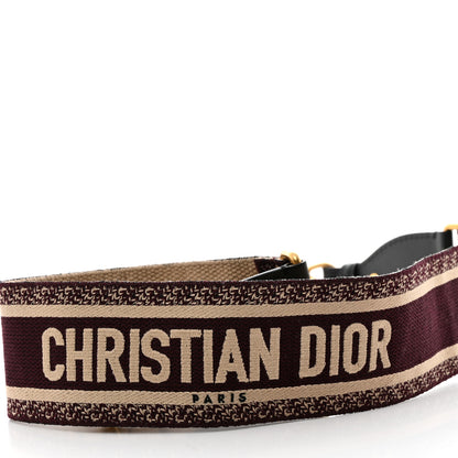 Christian Dior Canvas Embroidered Shoulder Strap Burgundy 3 of 5