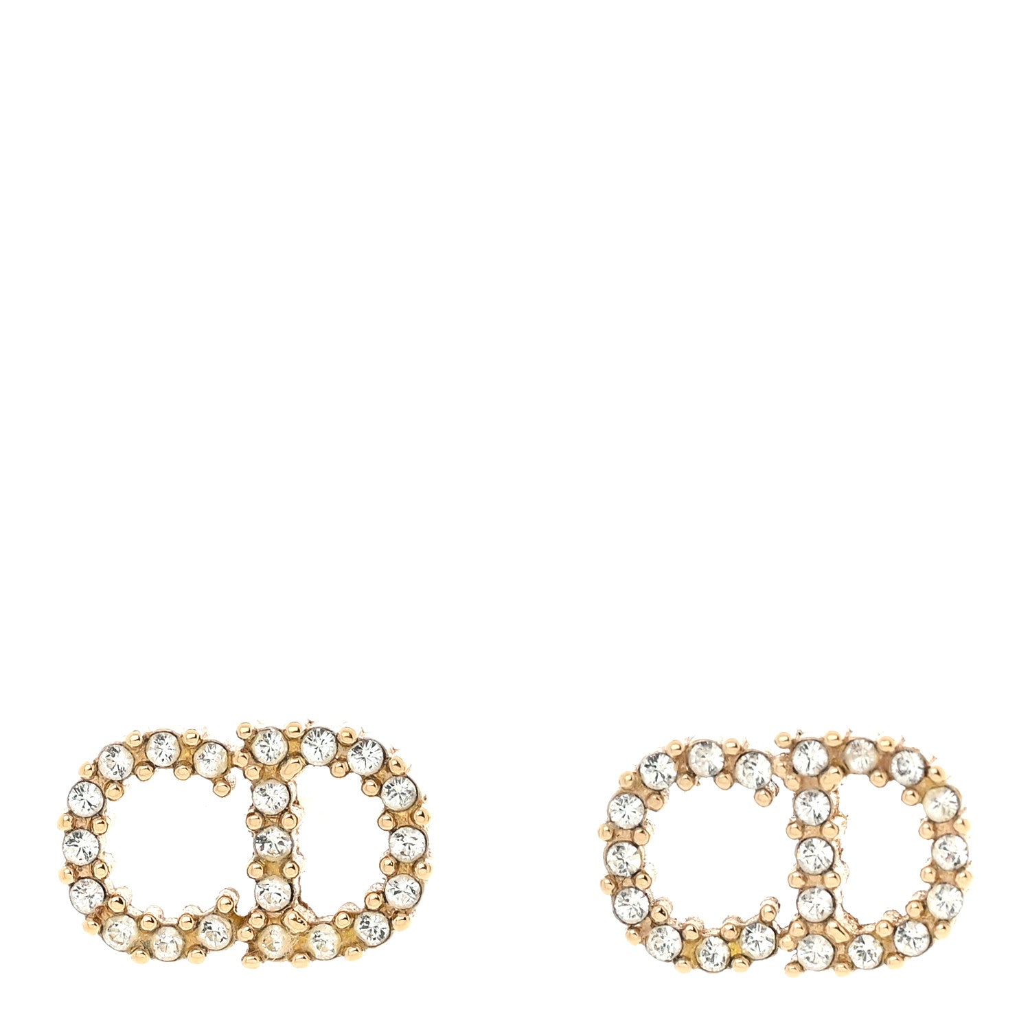 Christian Dior Strass Crystal CD Earrings Gold 1 of 4