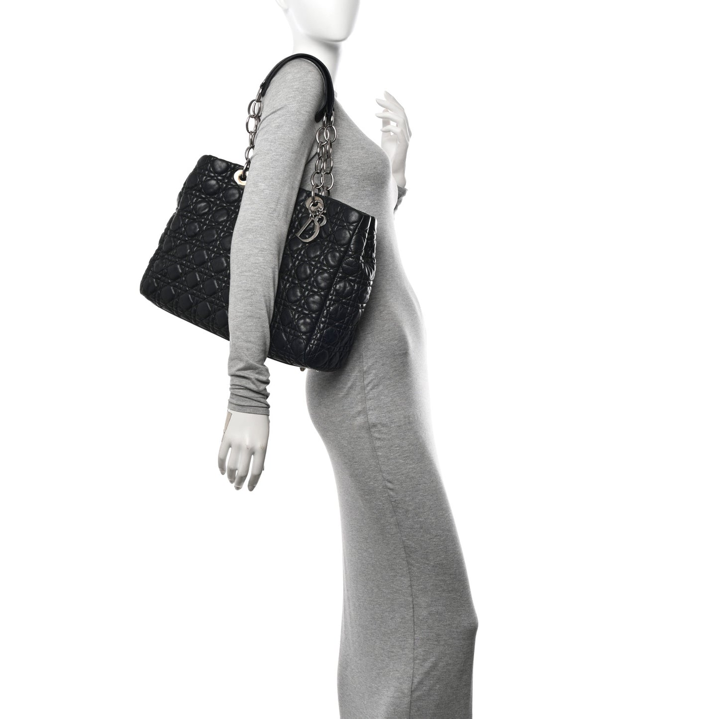 Lambskin Cannage Medium Dior Soft Shopping Tote Black