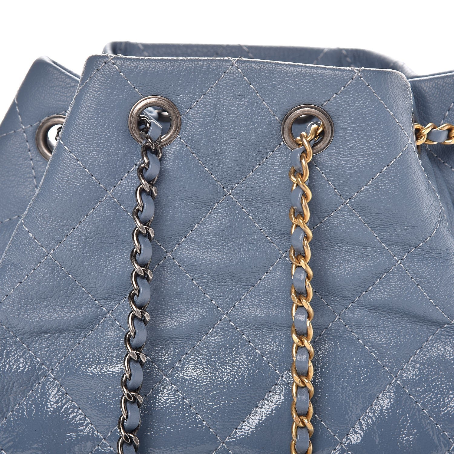 Chanel Patent Goatskin Quilted Small Gabrielle Backpack Blue 8 of 8