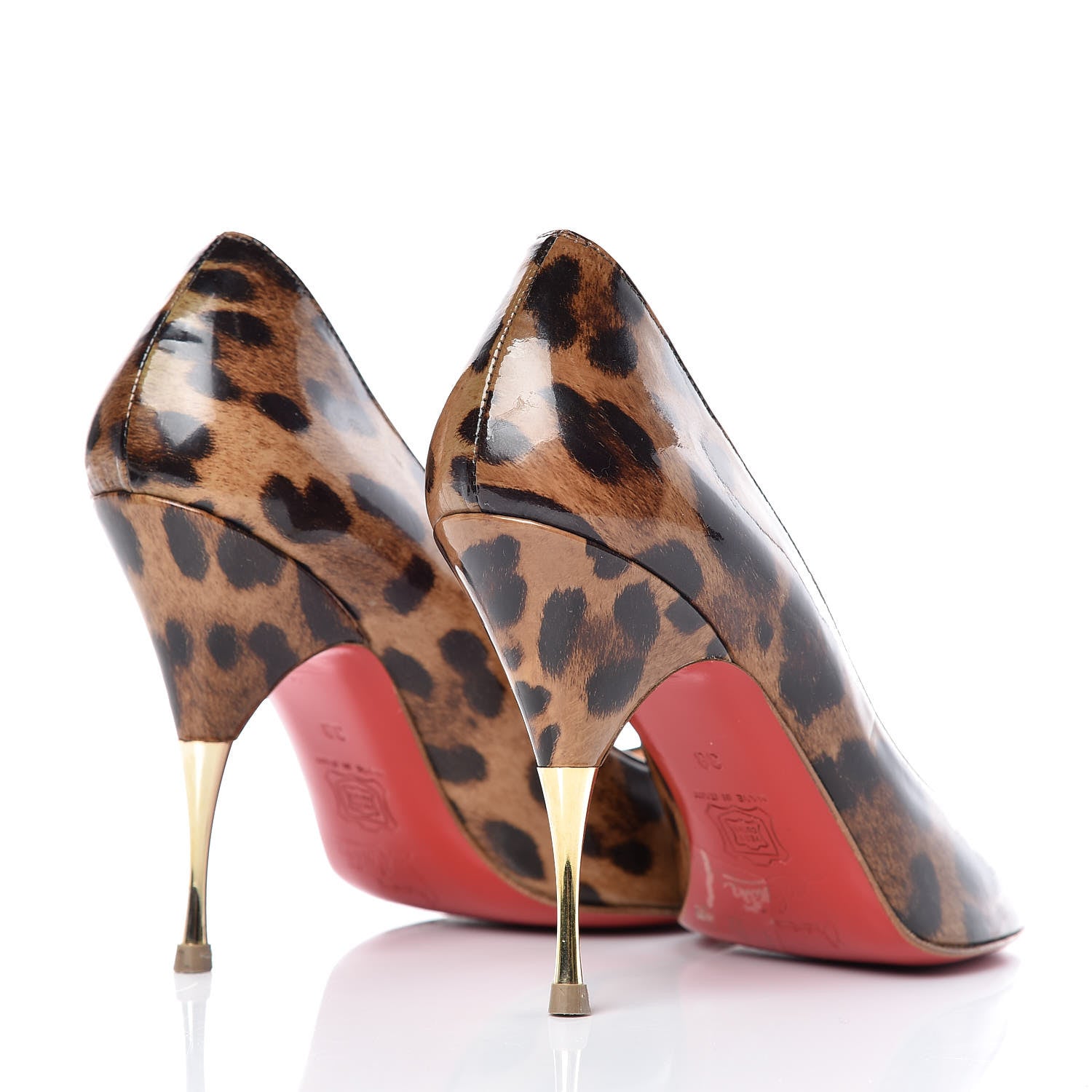 Christian Louboutin Patent Leopard Print Yoyospina 70 Peep Toe Pumps 38 4 of 15