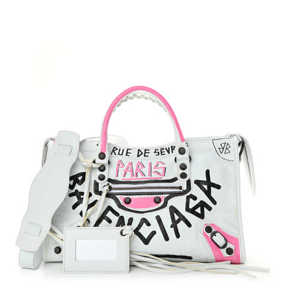 Balenciaga Agneau Graffiti All Over Classic Hardware S City White Multicolor 1 of 12