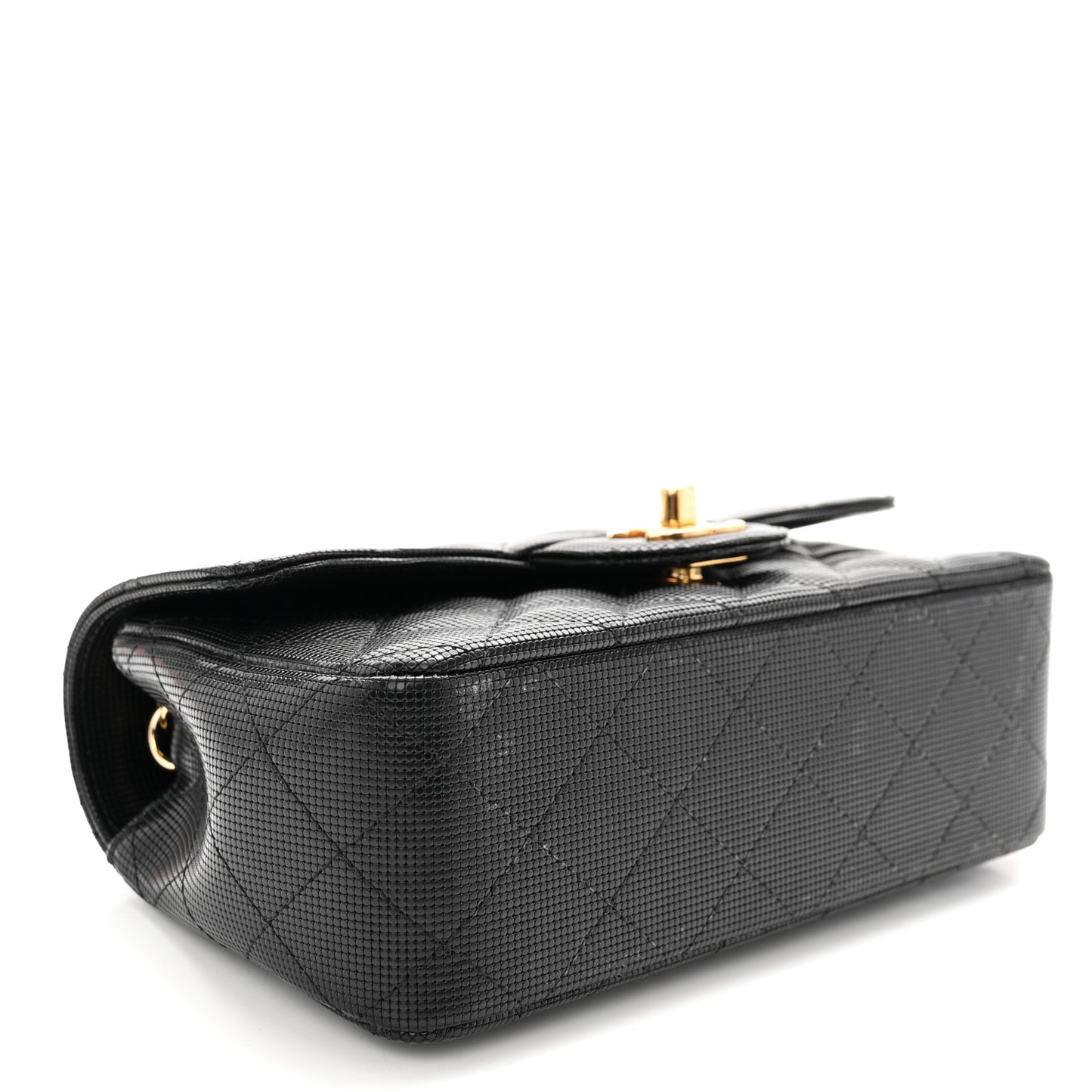 Calfskin Quilted Pixel Effect Mini Rectangular Flap Black