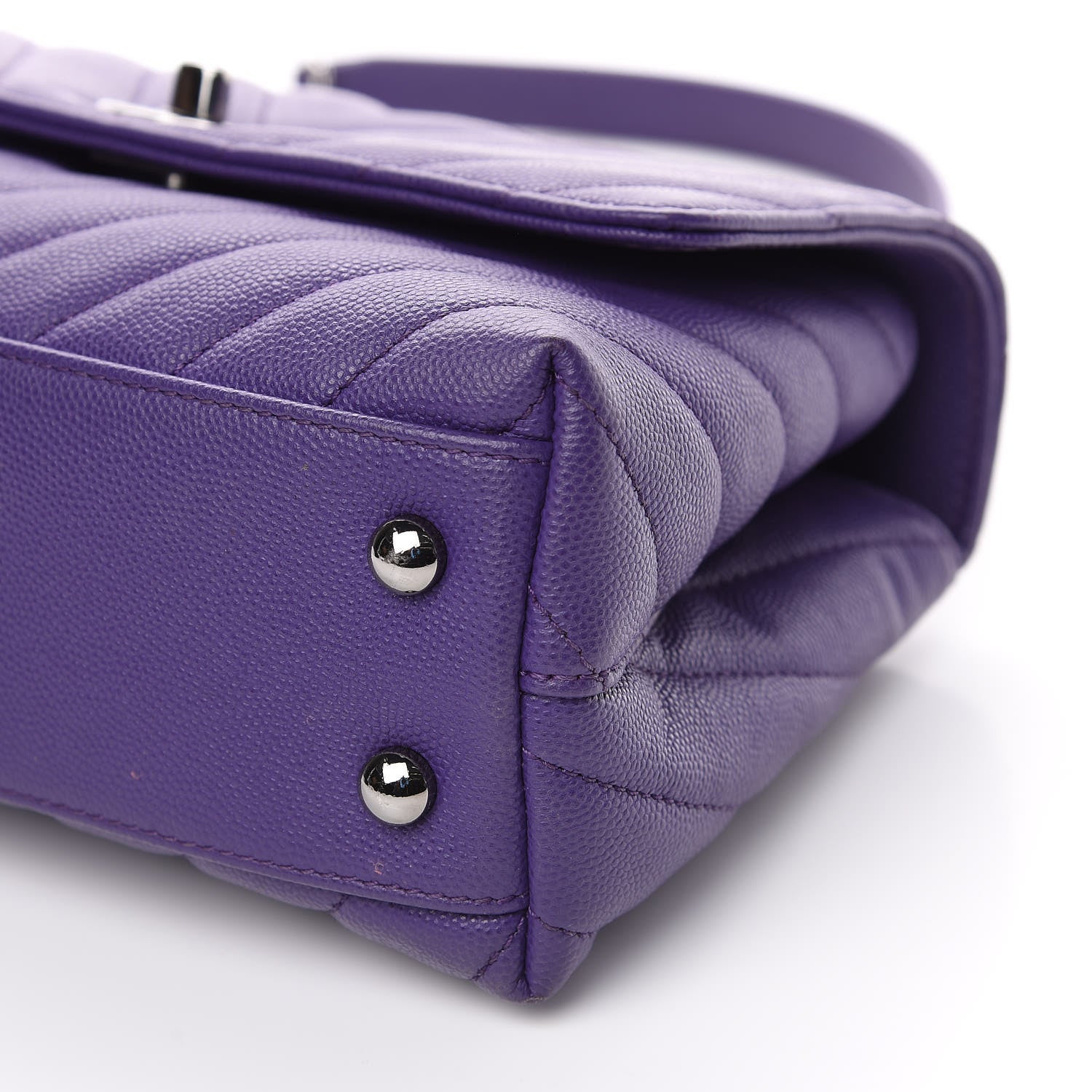 Chanel Caviar Chevron Quilted Mini Coco Handle Flap Purple 10 of 11
