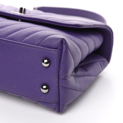 Chanel Caviar Chevron Quilted Mini Coco Handle Flap Purple 10 of 11