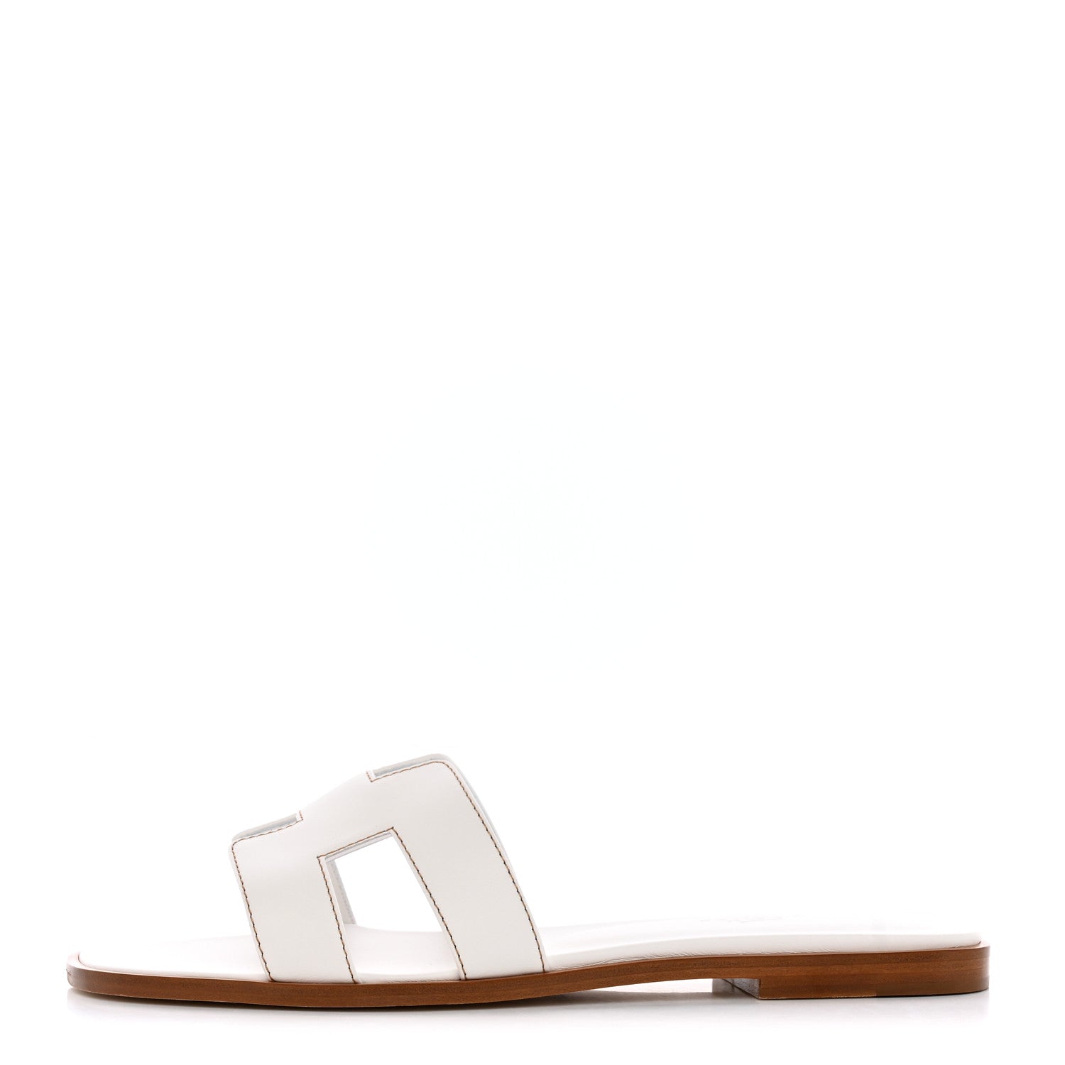 Hermes Box Calfskin Oran Sandals 38 White 1 of 9