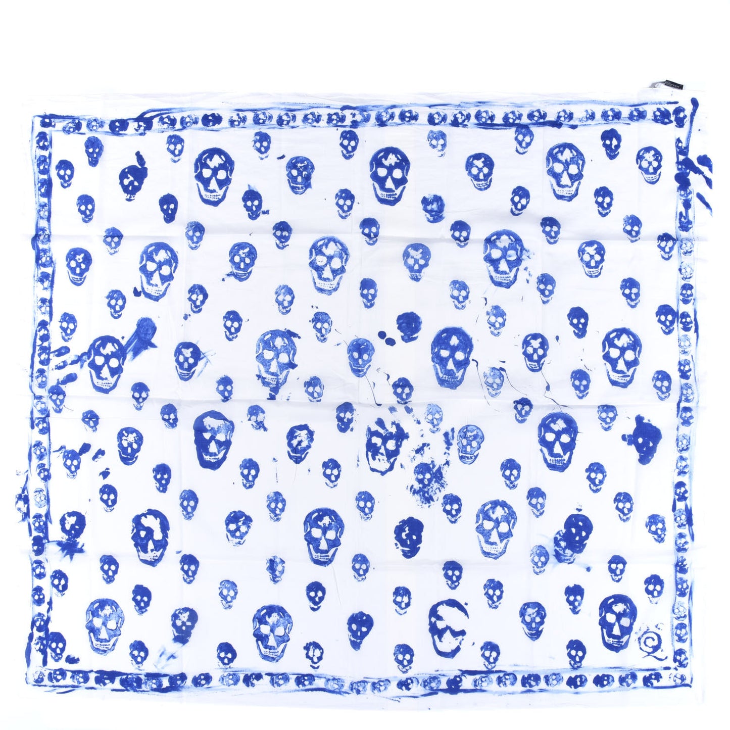 Cotton Skull Scarf White Blue