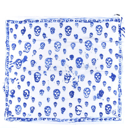 Alexander McQueen Cotton Skull Scarf White Blue 1 of 3