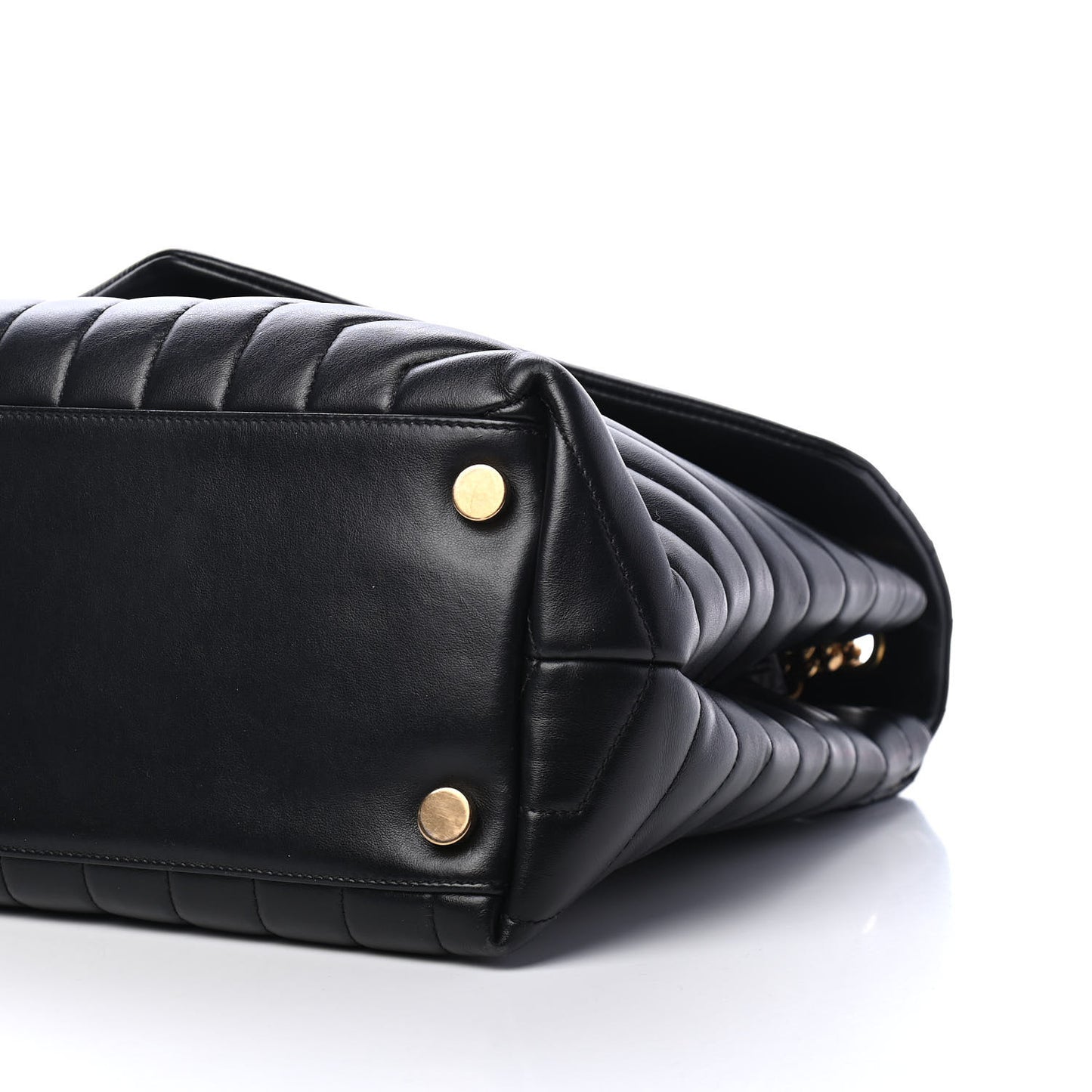 Calfskin Y Quilted Monogram Large Loulou Chain Satchel Black