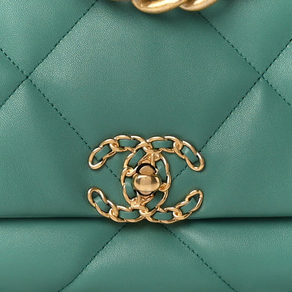 Chanel Lambskin Quilted Large Chanel 19 Flap Dark Green 7 of 9