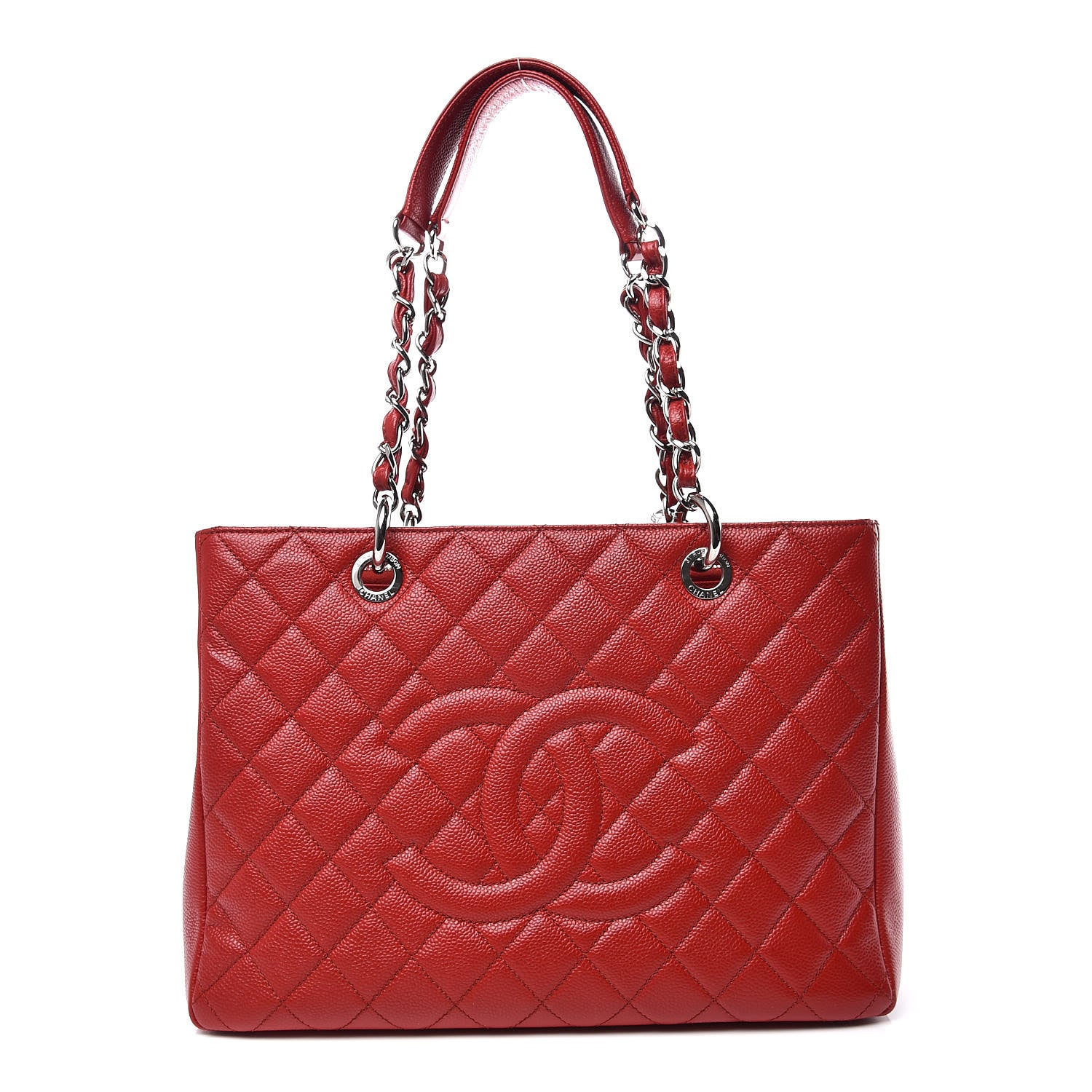Chanel Caviar Quilted Grand Shopping Tote GST Red 1 of 13