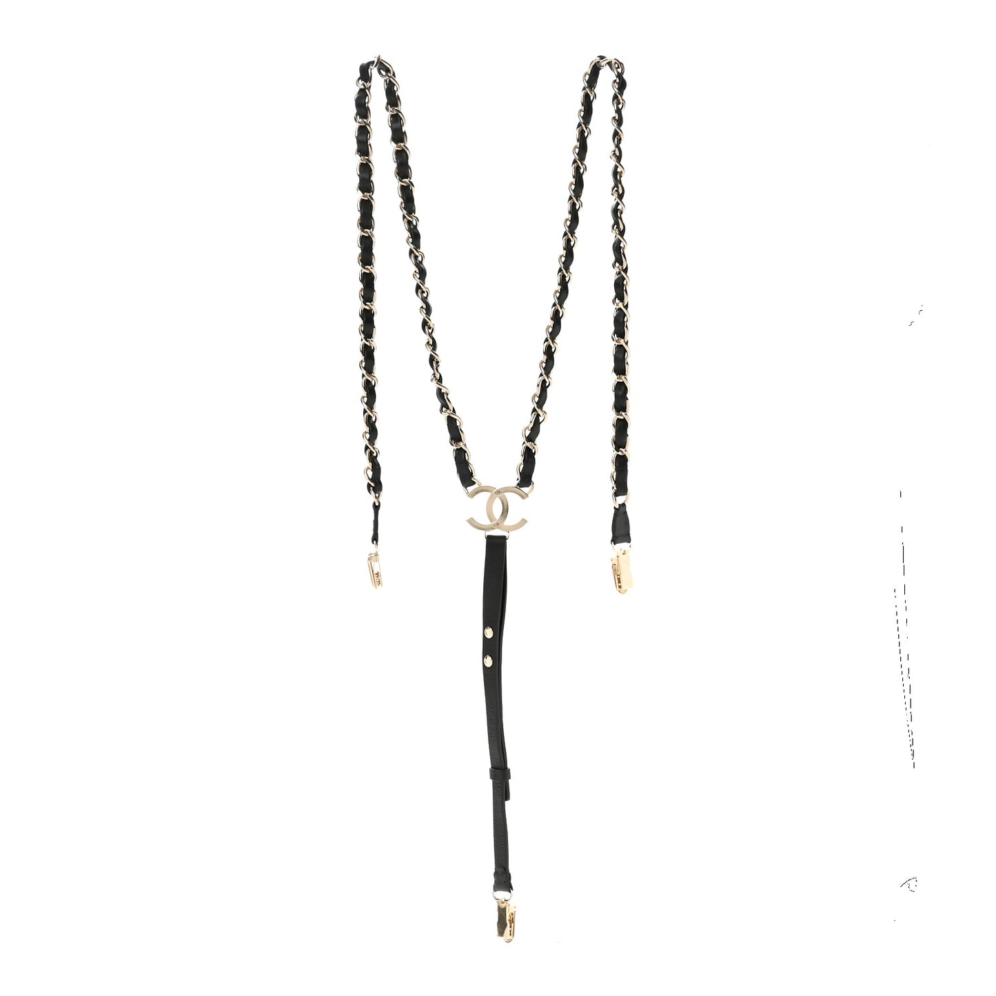 Calfskin CC Chain Suspenders M Black
