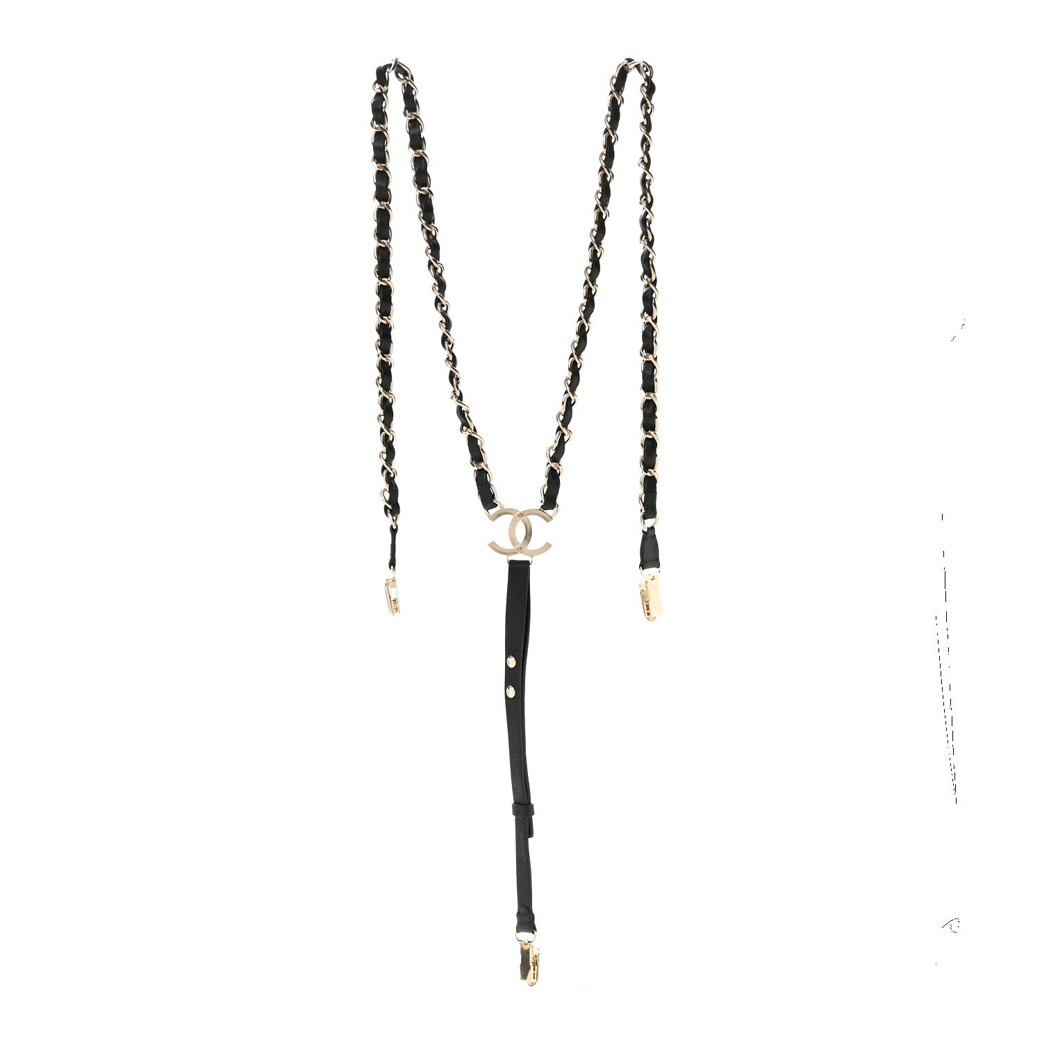 Chanel Calfskin CC Chain Suspenders M Black 2 of 4