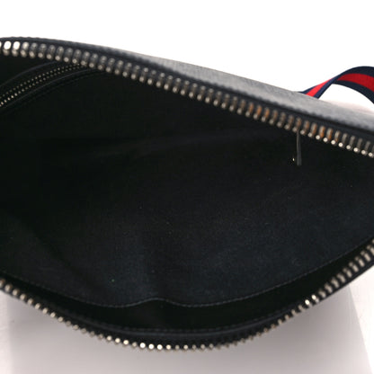 Gucci GG Supreme Monogram Appia Calfskin Web Flat Messenger Bag Black Grey 5 of 8
