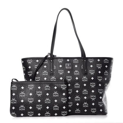 MCM Visetos Medium Anya Zip Top Shopper Tote Black 1 of 10
