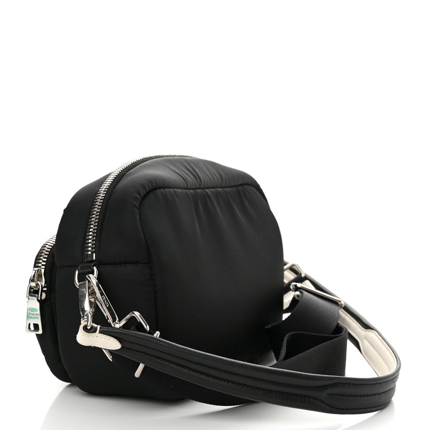 Tessuto Nylon Pocket Cargo Shoulder Bag Black White