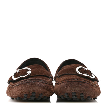 Gucci Suede GG Buckle Driver Loafers 38.5 Brown 3 of 9