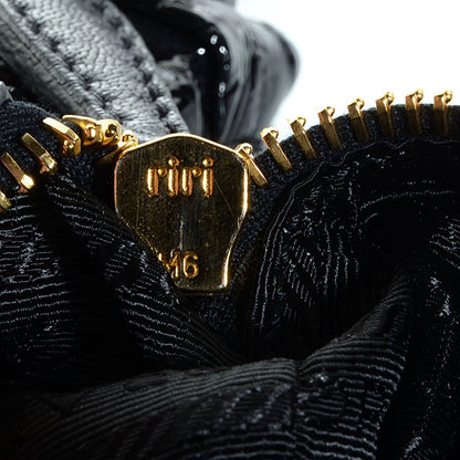 Prada Vernice Gaufre Shoulder Bag Black 9 of 12