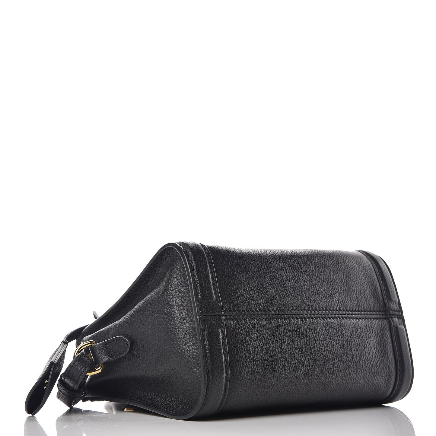 Pebbled Calfskin Mini Padlock Tote Black