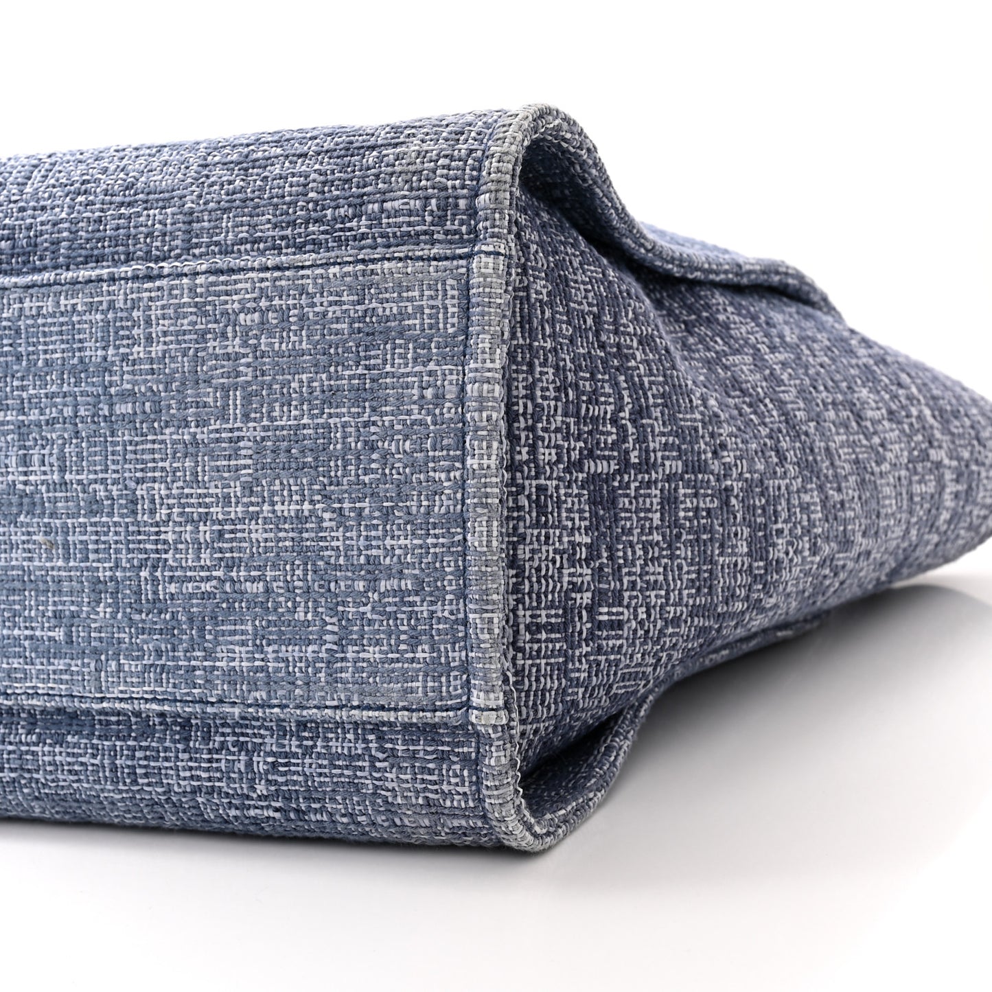 Woven Straw Raffia Medium Deauville Tote Blue