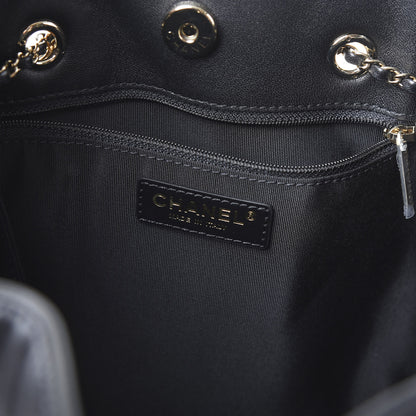 Chanel Lambskin Quilted CC Dweller Drawstring Tote Black 5 of 9