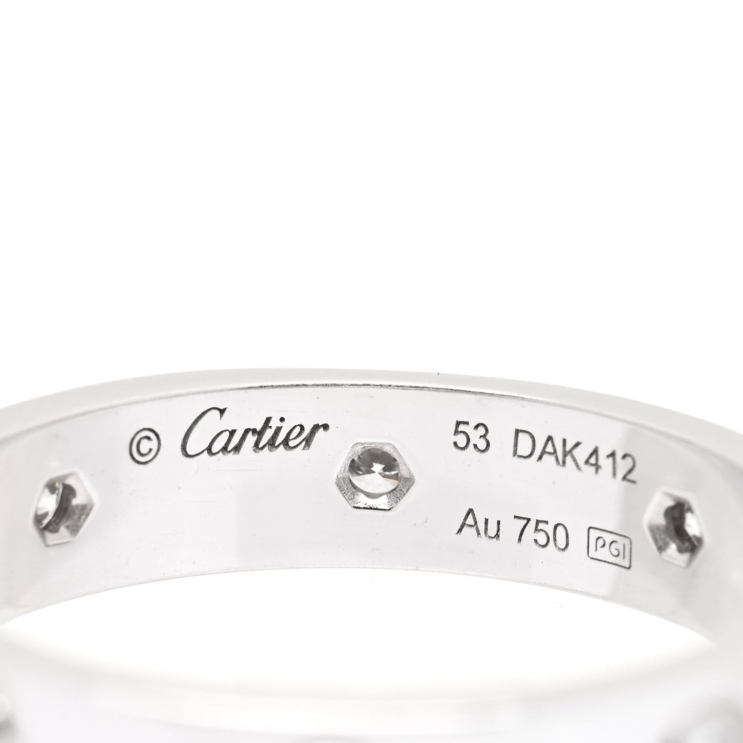 18K White Gold 8 Diamond 4mm Wedding Band LOVE Ring 53 6.25