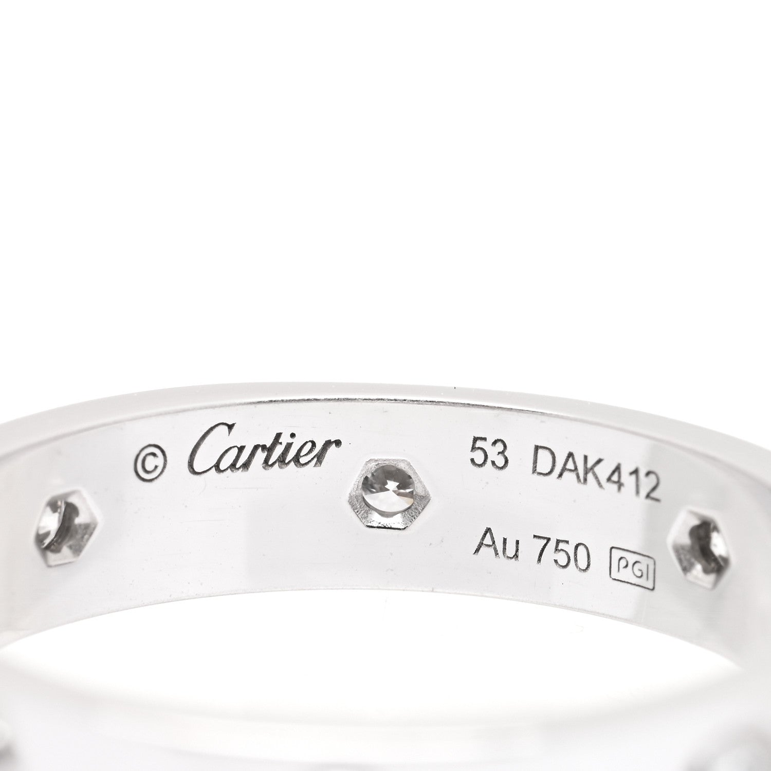 Cartier 18K White Gold 8 Diamond 4mm Wedding Band LOVE Ring 53 6.25 4 of 5