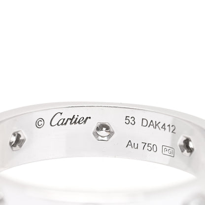 Cartier 18K White Gold 8 Diamond 4mm Wedding Band LOVE Ring 53 6.25 4 of 5