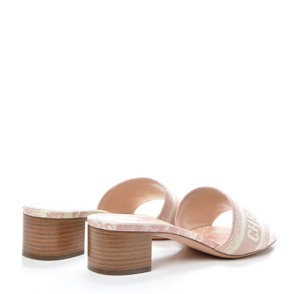 Christian Dior Cotton Toile De Jouy Embroidered Dway 50mm Slide Sandals 38 Light Pink 4 of 7