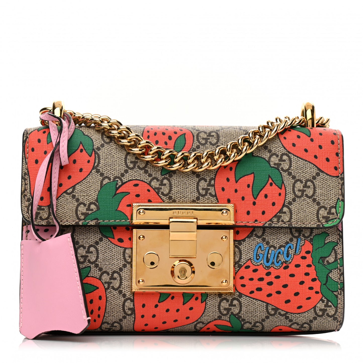 GG Supreme Monogram Strawberry Small Padlock Shoulder Bag