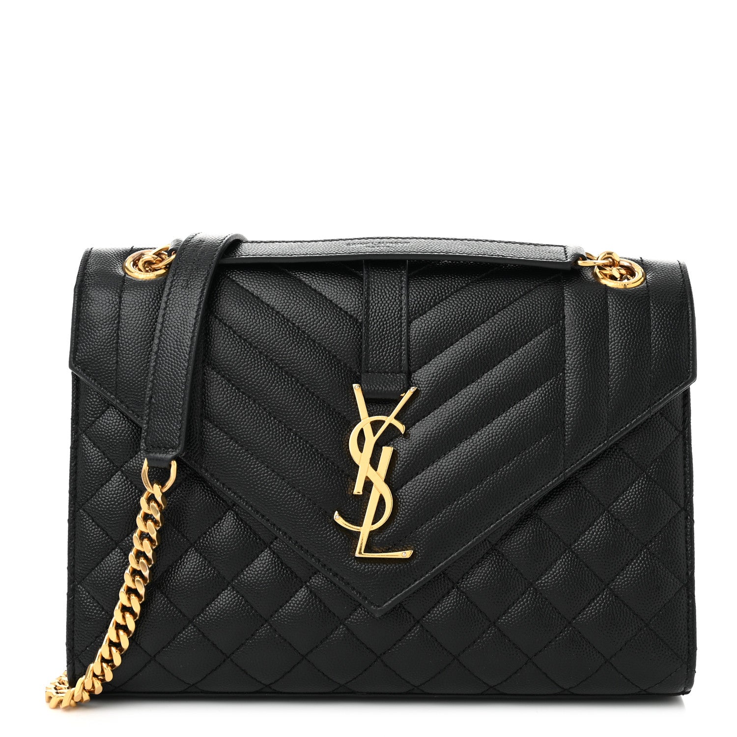 Saint Laurent Grain De Poudre Textured Mixed Matelasse Triquilt Medium Monogram Satchel Black 1 of 10