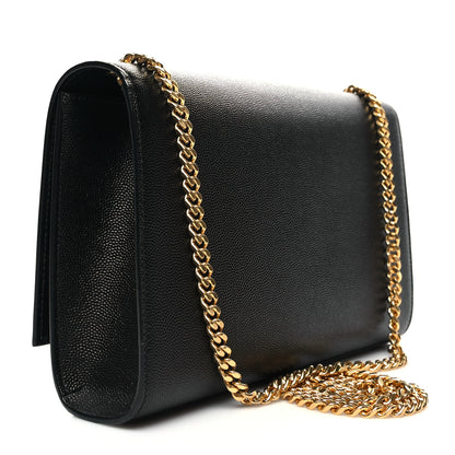 Saint Laurent Grain De Poudre Medium Classic Monogram Kate Satchel Black 3 of 10