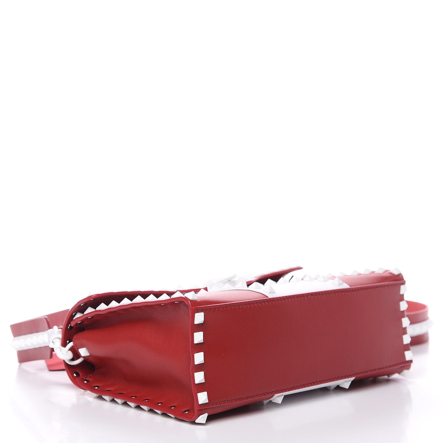 Vitello Colorblock Small Free Rockstud Single Handle Flap Bag Rosso Valentino Optic White